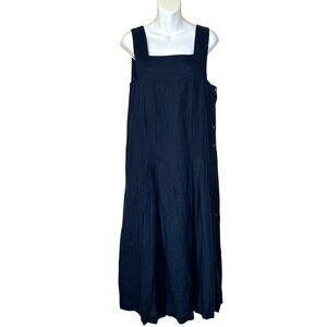 Vtg Laura Ashley Square Neck Linen Midi Dress Womens Size 4 Minimalist Capsule
